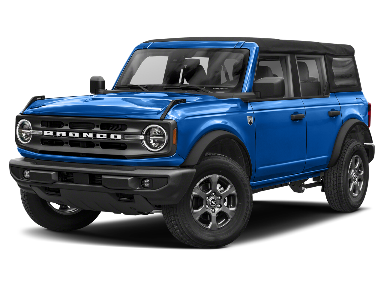 2022 Ford Bronco Big Bend Advanced in Velocity Blue E7 — front three-quarter view