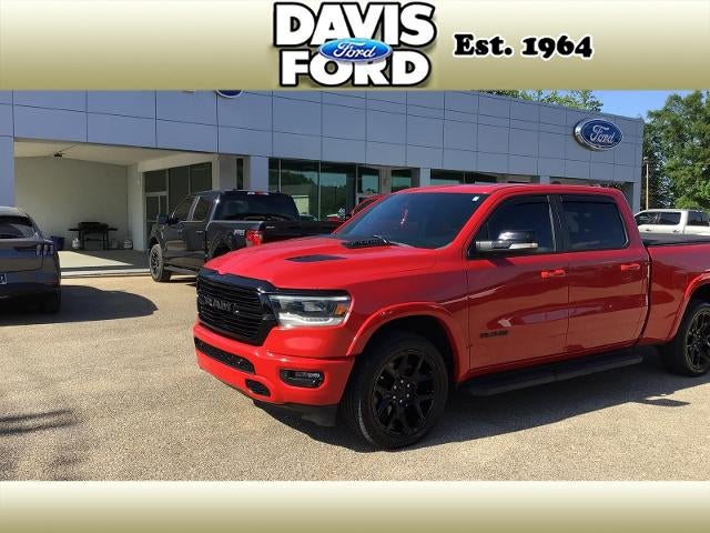 2021 RAM 1500 Laramie in Red — front three-quarter view