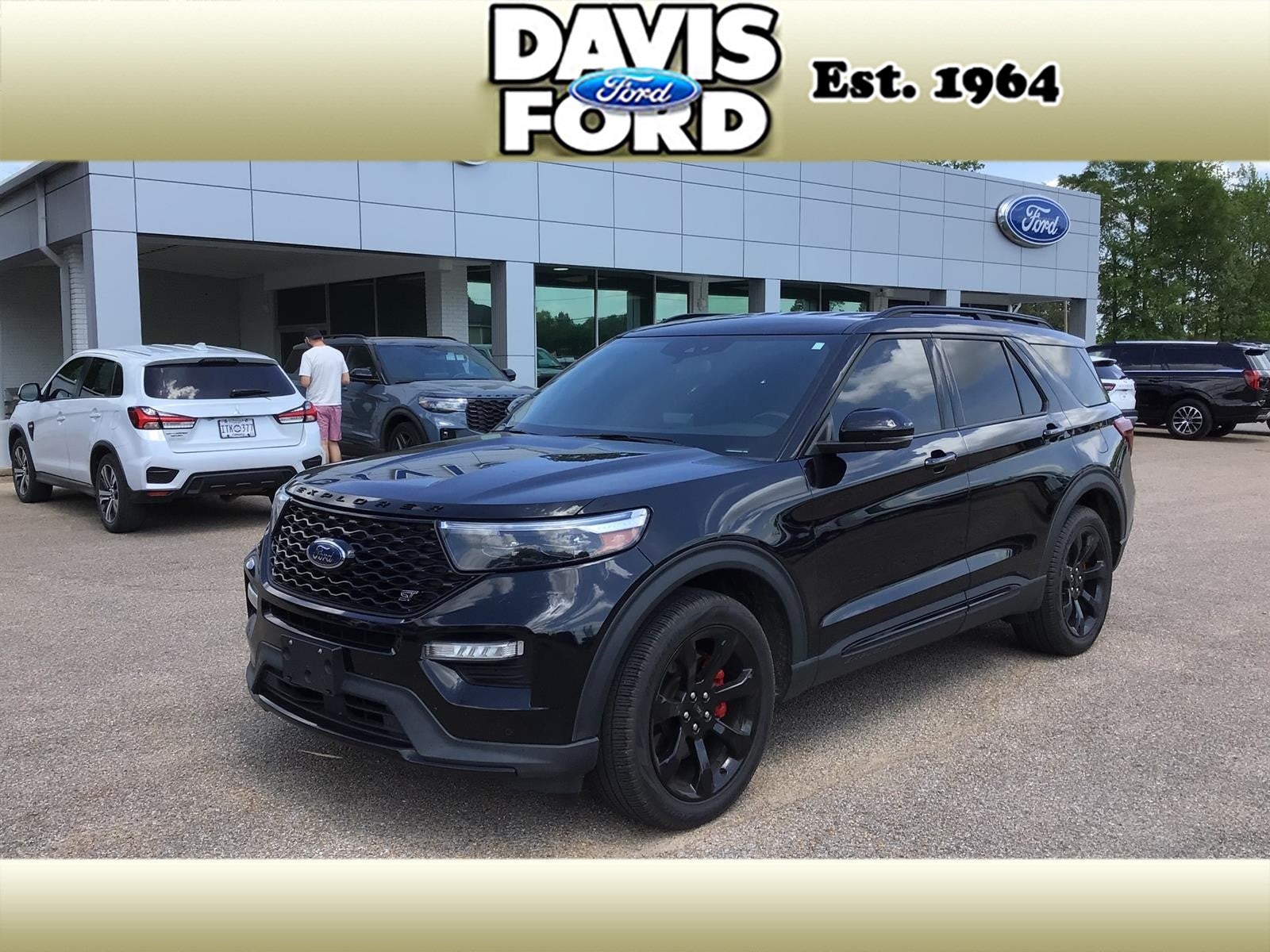 2023 Ford Explorer ST in Agate Black Metallic — front three-quarter view