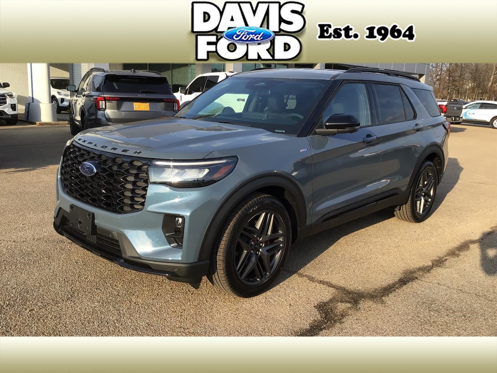 2026 Ford Explorer ST-Line in Vapor Blue K1 — front three-quarter view