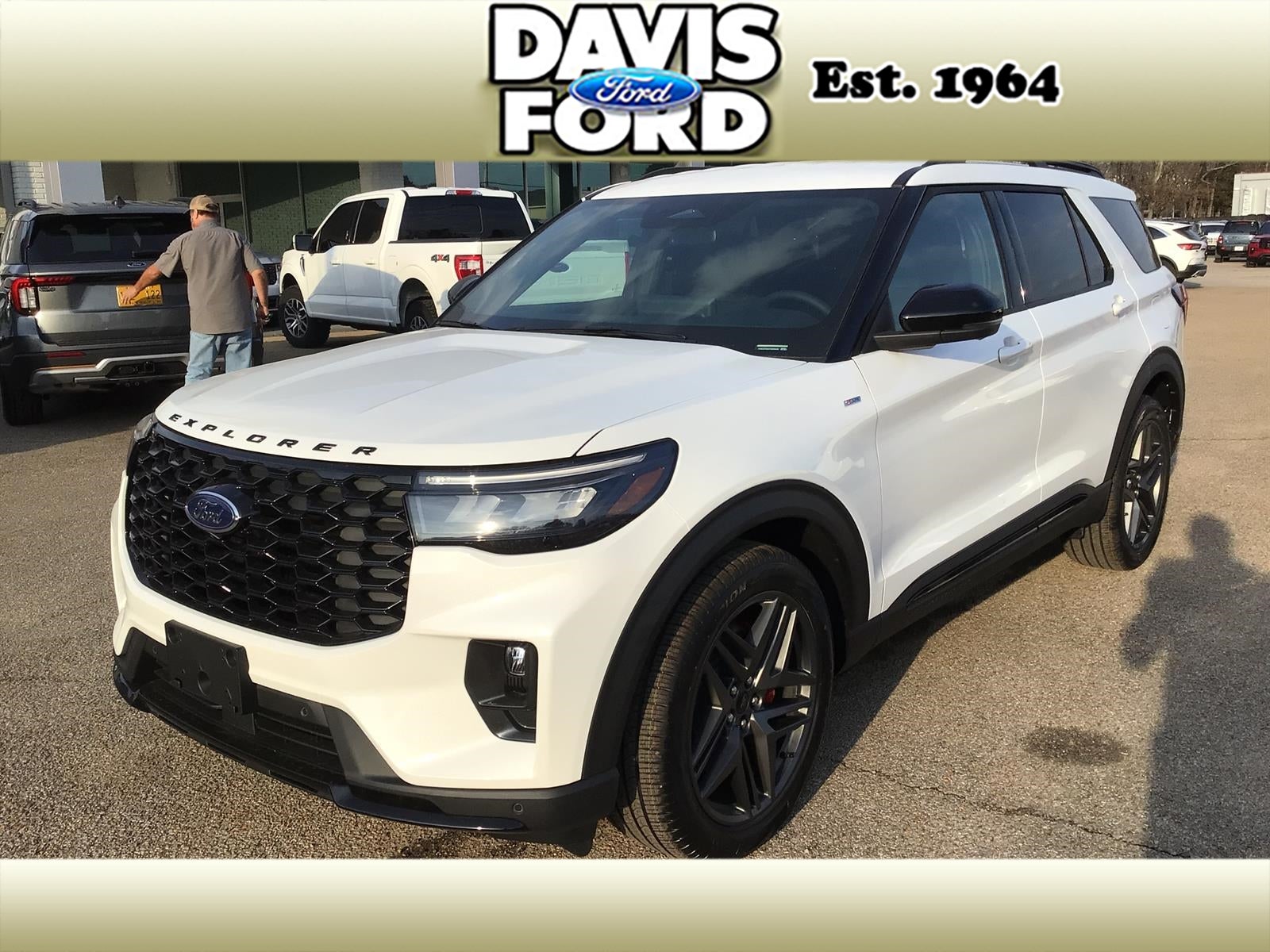 2026 Ford Explorer ST-Line in Star White Met Tri-Coat — front three-quarter view