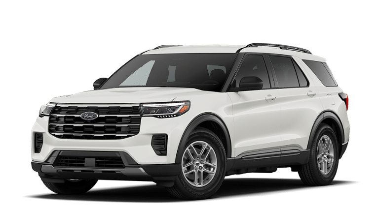2026 Ford Explorer Active in Star White Met Tri-Coat — front three-quarter view