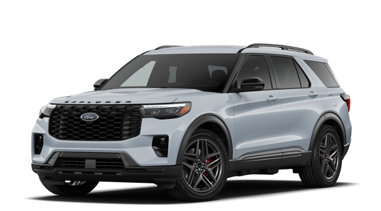 2026 Ford Explorer ST-Line in Space White Metallic — front three-quarter view